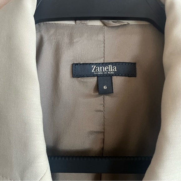 Zanella Blazer Short Sleeve Tan Button Front Career Jacket size 6‎ with Pockets - Picture 2 of 13